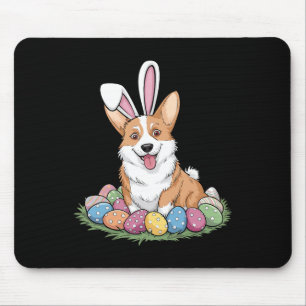 Tapis De Souris Mignon Corgi Oreilles de Lapin Chasse aux œufs de