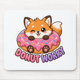 Tapis De Souris Mignon Donut Renard Kawaii Ne T'inquiète Pas Pun D