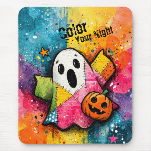 Tapis De Souris Mignon Fantôme Patchwork Art à l'Éclaboussure Colo