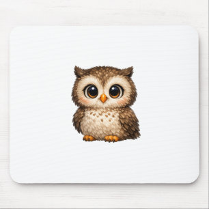 Tapis De Souris Mignon Hibou Fluffy Gros Yeux Dessin Animé Art Num