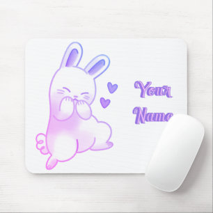 Tapis De Souris Mignon Kawaii Dégradé Violet Pastel Lapin Personna