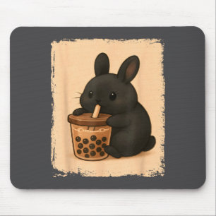 Tapis De Souris Mignon lapin d'art aime le thé aux perles Kawaii