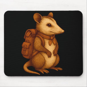 Tapis De Souris Mignon opossum randonneur en sac à dos campeur for