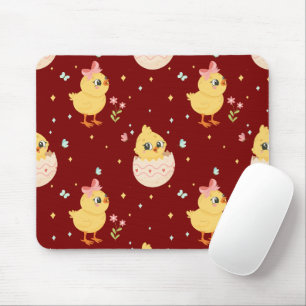 Tapis De Souris Mignon poussin de Pâques avec motif transparent à