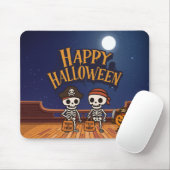 Tapis De Souris mignon, squelettes et citrouille Halloween (Avec souris)