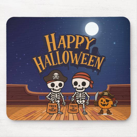 Tapis De Souris mignon, squelettes et citrouille Halloween (Devant)