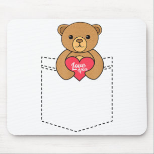 Tapis De Souris Mignon Teddy Bear de poche serrant un cœur - Saint