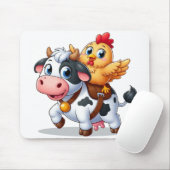 Tapis De Souris mignon vache/poulet caricature (Avec souris)