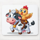Tapis De Souris mignon vache/poulet caricature (Devant)