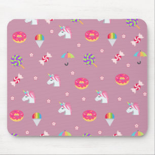 Tapis De Souris mignonne émotion rose licorne bonbons fleurs lolli
