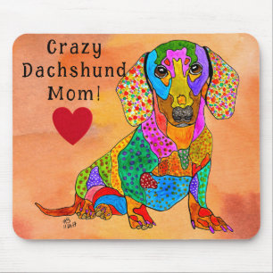 Tapis De Souris Mignonne et coloré Crazy Dachshund Maman Pad de so