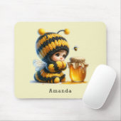 Tapis De Souris Mignonne fille en costume d'abeille avec miel (Avec souris)