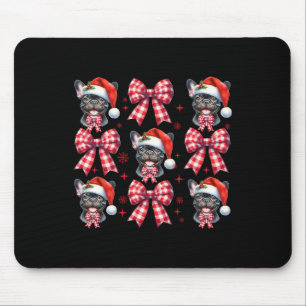 Tapis De Souris Mignonne French Bulldog Red Plaid Coquette Bow Chr