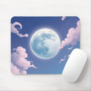 Tapis De Souris Mignonne illustration lunaire dans le ciel nocturn