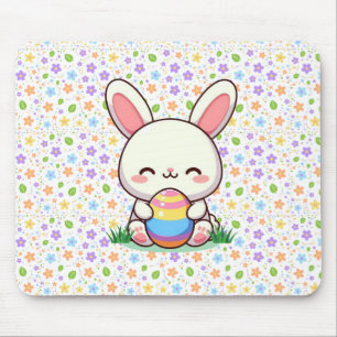 Tapis De Souris Mignonne lapin de printemps/Pâques avec oeuf
