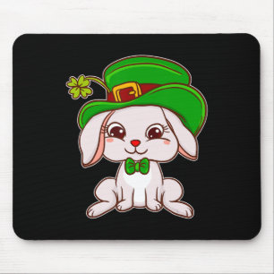 Tapis De Souris Mignonne lapin irlandais habillé pour la St Patric