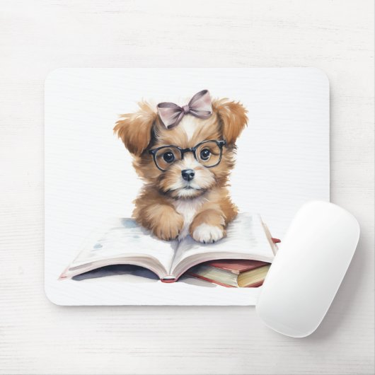 Tapis De Souris Mignonne lecture Chiot Mousepad (Avec souris)