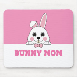 Tapis De Souris Mignonne maman lapin rose