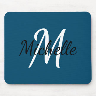 Tapis De Souris Mignonne simple Monogramme Nom initial Dark Navy B