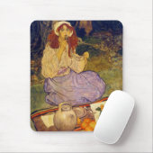 Tapis De Souris Miguela, agenouillée encore, la met à sa lèvre (Avec souris)