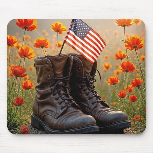 Tapis De Souris Military Boots With Flag and Poppies (Devant)