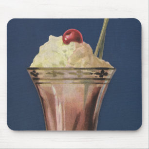 Tapis De Souris Milk-shake à la glace vintage, crème fouettée et c