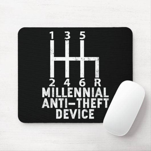 Tapis De Souris Millennial Anti Theft Device _ Funny Stick Shift  (Avec souris)