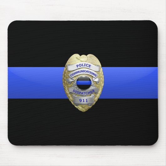 Tapis De Souris Mince Ligne Bleue Police Dispatcher Badge Souris P (Devant)