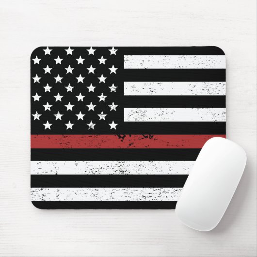 Tapis De Souris Mince Red Line USA Drapeau Pompier Service d'incen (Avec souris)
