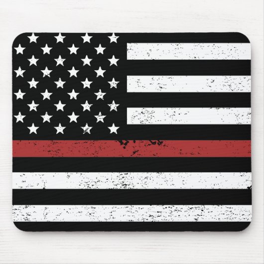 Tapis De Souris Mince Red Line USA Drapeau Pompier Service d'incen (Devant)