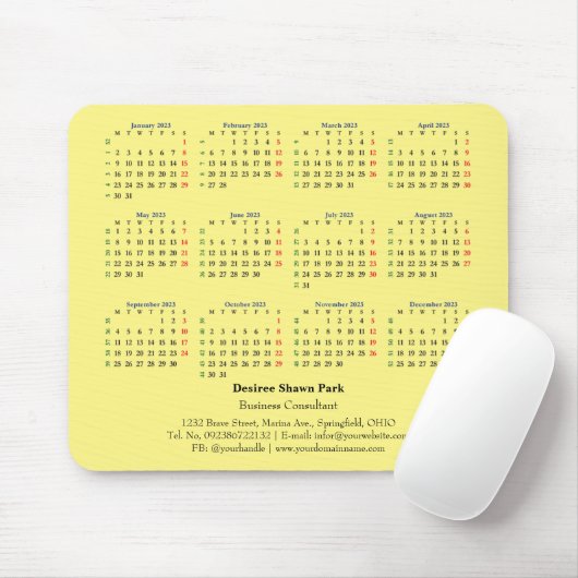 Tapis De Souris Mini calendrier lundi 2023 Souris ISO Week (Avec souris)