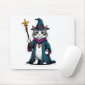 Tapis de souris Mini sorcier chat avec bâton magiq (Avec souris)