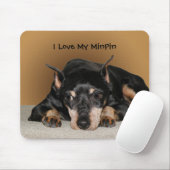 Tapis De Souris Miniature Pinscher aka Min Pin Love Nom de l'anima (Avec souris)