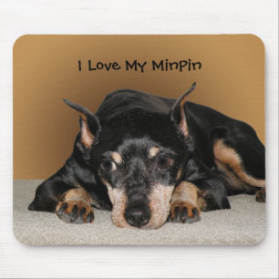 Tapis De Souris Miniature Pinscher aka Min Pin Love Nom de l'anima