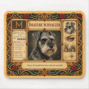 Tapis De Souris Miniature Schnauzer, Art du Bestiaire Médiéval
