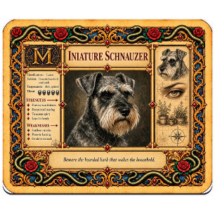 Tapis De Souris Miniature Schnauzer, Art du Bestiaire Médiéval