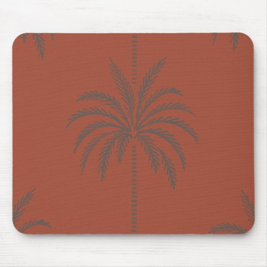 Tapis De Souris Minimal Tropical Palm Tree Pattern Terracotta (Devant)