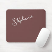 Tapis De Souris Minimalist Brown Trendy Script Personalized Name  (Avec souris)