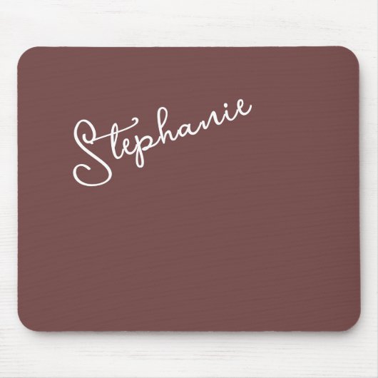 Tapis De Souris Minimalist Brown Trendy Script Personalized Name (Devant)