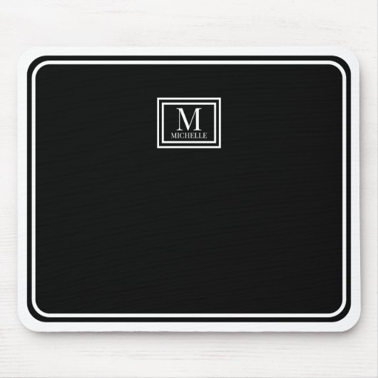 Tapis De Souris Minimalist Chic Black Monogram Double Boarder (Devant)