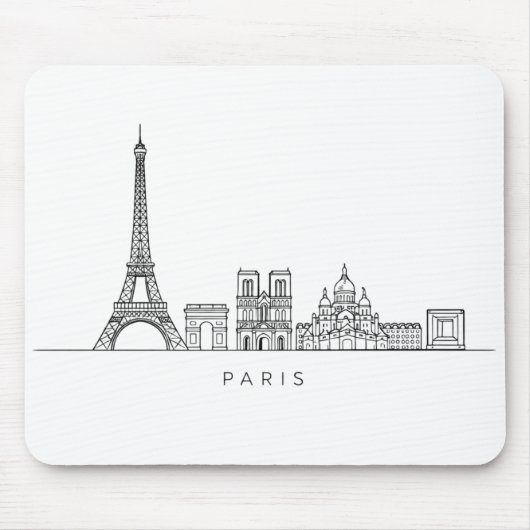 Tapis De Souris Minimalist Paris Skyline Line Art (Devant)