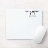 Tapis De Souris Minimalist Social Battery Low Typography  (Avec souris)