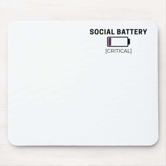 Tapis De Souris Minimalist Social Battery Low Typography  (Devant)