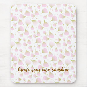 Tapis De Souris Minimaliste Fleurs en Pastel Rose Pâle