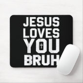Tapis De Souris Minimalistic Jesus Love You Bruh Funny Christian Y (Avec souris)