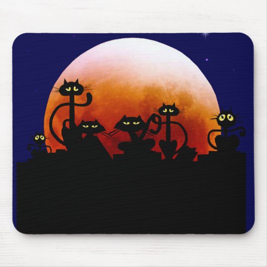 Tapis De Souris Minous de Halloween et lune Mousepad de Halloween (Devant)