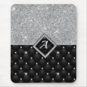 Tapis De Souris Minuscule cristal argent noir monogramme diamant é (Devant)