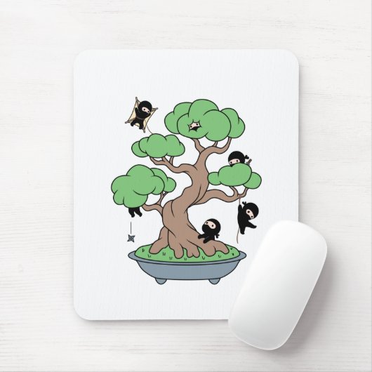 Tapis De Souris Minuscules Ninjas dans l'arbre de Bonsai (Avec souris)