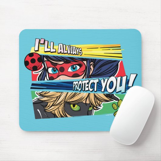 Tapis De Souris Miraculous Ladybug & Cat Noir toujours vous protég (Avec souris)