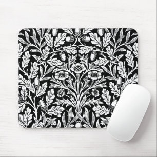 Tapis De Souris Miroirs's Acorns et chêne Feuille noir et blanc